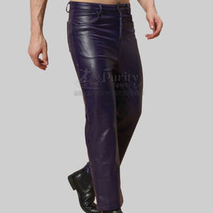 Concevez votre propre pantalon pour hommes Pantalon en cuir taille personnalisée Pantalon en cuir d'hiver Prix de gros - Product Image 4
