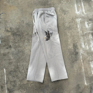 กางเกงวอร์มขากระบอกทรงตรงแบบฟอกสีพิมพ์โลโก้ตามสั่งขายส่ง 3 มิติ สำหรับผ้าคอร์ดูรอย คุณภาพสูง กันน้ำ สำหรับผู้ชาย - Product Image 3