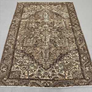 Grand tapis turc vintage 6,8x9,3 pieds, tapis oriental brun en laine - Product Image 1