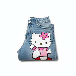 Jeans en denim décontractés pour femmes, style streetwear Y2K, respirants, imprimés de dessins animés, coupe ample, jambes larges, pantalons tendance, fabricant OEM - Product Image 6