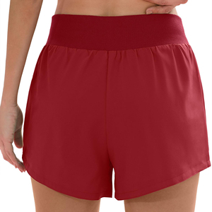 Servicio OEM, Pantalones Cortos Deportivos de Doble Capa para Mujer, de Cintura Alta, Secado Rápido, Elásticos, para Entrenamiento, Voleibol, Tenis - Product Image 6