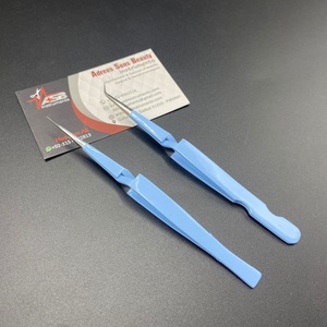 Pinces à cils professionnelles en acier inoxydable de type X, bleu bébé, logo privé personnalisé, extensions de cils, outil pointu, instruments ASB - Product Image 1