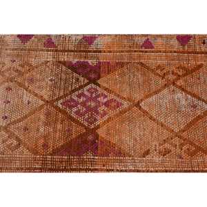 2.8x11.2 ft Vintage Turkish Rug, Runner Rug, <b>Brown</b> Pink Striped <b>Wool</b> Rug - Product Image 5