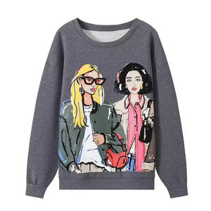 Sweat-shirts et pulls à capuche pour femme, coupe ample, avec nœud personnalisé aux épaules, imprimé uni, respirant, en maille - Product Image 2