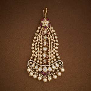 Kundan Plated Heart Pattern Brooch 181115 <b>Wedding</b> Party <b>Accessory</b> with Crystal Rhinestone Alloy Main Stones Cute Brass Pins - Product Image 4