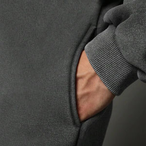 Sweat à capuche épais pour homme avec logo personnalisé, coupe oversize, épaules tombantes, style streetwear, 100 % coton tricoté, automne - Product Image 2