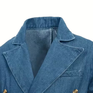 Veste en jean personnalisée de style vintage pour hommes de haute qualité 100% coton tricoté saison d'hiver avec bouton patchs - Product Image 3