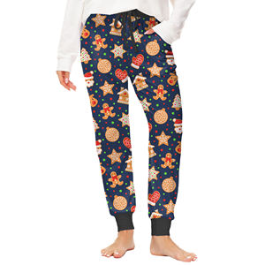 2025 edición elegante pantalones de chándal de Navidad para mujer pantalones de chándal de Navidad con cordón de lujo estilo de vacaciones suave de poliéster - Product Image 1