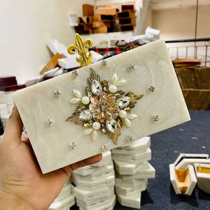 <b>Silver</b> Handmade Horn Light Brown Animal Style Round Shape Real Touch <b>Wedding</b> Wear <b>Clutch</b> <b>Bag</b> Custom Women Promotional - Product Image 1