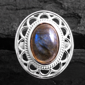 Bague de déclaration de pierres précieuses de Labradorite en argent Sterling 925 massif fait à la main pour la fête Pave Fine Jewelry Gift - Product Image 3