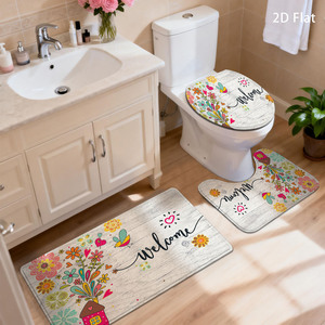 Custom Printed Bath <b>Mat</b> <b>Bathroom</b> Rug <b>Set</b> for <b>Bathroom</b> Non-Slip Shower Curtain Bath <b>Mat</b> - Product Image 5