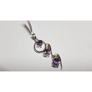 Ciondolo Artigianale in Ametista Naturale per Donne, Argento Sterling 925, Platino, Oro Rosa, Motivo Numerico Cartoon, Charm di <span class=keywords><strong>Shah</strong></span> Gems - Product Image 2