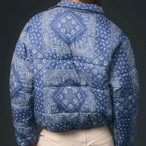 Hot Selling Custom <b>Women's</b> Winter Waterproof Puffer <b>Jacket</b> Printed Thick Shearling <b>Leather</b> Winter down Bubble Coat Patchwork - Product Image 3