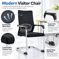 Chaise de visiteur moderne en maille avec accoudoirs fixes pour bureau, salle de conférence, salle de réunion, mobilier commercial
