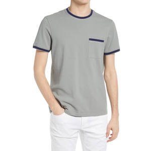 Ringer เสื้อยืดผู้ชายสำหรับฤดูร้อนปรับแต่งได้ปกติพอดีตัวระบายอากาศได้ดีขนาด180กรัมเนื้อผ้าลำลองแบบแข็งดีไซน์ว่างเปล่า - Product Image 1