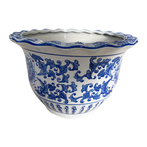 Pot de fleurs en céramique bleu et blanc <span class=keywords><strong>à</strong></span> motifs floraux, grand pot <span class=keywords><strong>à</strong></span> fleurs fait <span class=keywords><strong>à</strong></span> la main avec trou de drainage <span class=keywords><strong>pour</strong></span> la maison, le jardin, vente en gros - Product Image 1