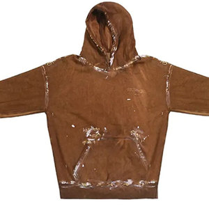 Sweat à capuche vintage délavé de haute qualité pour homme, motif uni, polaire, hiver, streetwear, imprimé, teinture unie, couleurs personnalisées - Product Image 3
