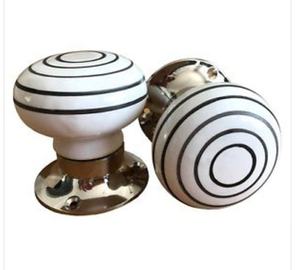 White & Dark Green Striped Ceramic Mortice Lock <b>Door</b> Knobs Handle Beautiful Decorative <b>for</b> Cabinets Dressers Drawers Kitchen Use - Product Image 1