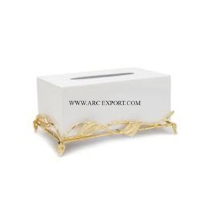 Feuille conçu métal or poli support en acier inoxydable porte-papier de soie Standard meilleure vente à la main argenterie boîte à mouchoirs - Product Image 1