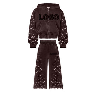 Customize Women Tracksuit High Quality Exclusive Zip Crop <b>Hoodie</b> Ladies Tracksuit 2 Piece Set - Product Image 2