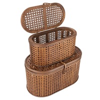 Boîte en rotin ovale pour rangement polyvalent, boîte de rangement artisanale, écologique, naturelle, décoration intérieure et extérieure, vente en gros du Vietnam