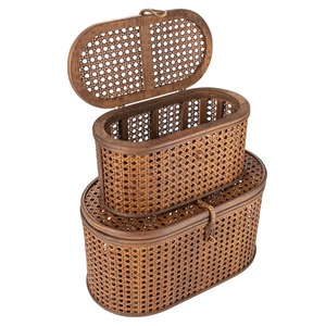 Caja ovalada de ratán para almacenamiento multiusos, caja de almacenamiento hecha a mano, ecológica, natural, decoración del hogar, venta al por mayor desde Vietnam - Product Image 3