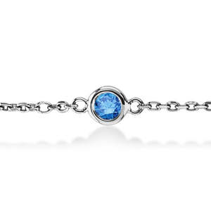 <b>14K</b> White <b>Gold</b> Fancy Blue Diamond Station <b>Bracelet</b> Beze-Sett 0.50ct - Product Image 2