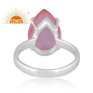 Última tendencia 925 plata esterlina fina doblete morganita cuarzo piedra preciosa anillo apilable fabricante de joyería personalizada - Product Image 4