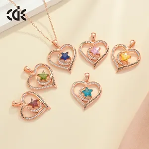 CDE YN1065 925 Sterling Silver Fine Jewelry Collier Zircon Love Moon And Star Combinaison Pendentif Collier