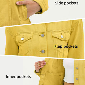 Ropa de calle, chaqueta vaquera hecha a medida para mujer, chaqueta vaquera de manga larga transpirable de primera calidad a prueba de viento para mujer - Product Image 4