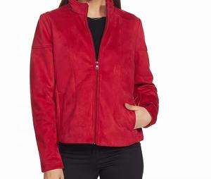 Chaquetas de bombardero de lana roja de alta calidad para mujer, ropa de calle de manga larga, nueva mejor oferta de otoño, chaqueta de moda para mujer - Product Image 1