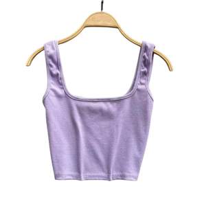 Camiseta sin Mangas Ajustada de Alta Calidad para Mujer, Diseño Nuevo, Cuello Cuadrado, Color Sólido, Algodón Transpirable, Venta al por Mayor Personalizada - Product Image 4