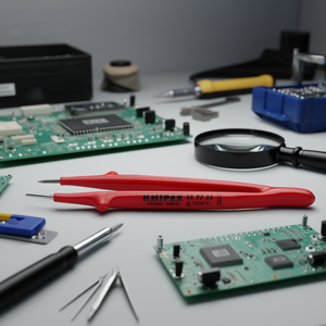 Pinces à épiler droites isolées de précision Knipex 1000V avec dents transversales fines pour saisir les surfaces - Product Image 3