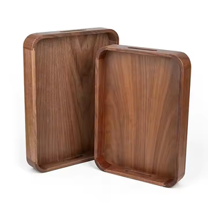 Crescent Crafts Plateau de service rectangulaire en bois naturel Style classique Finition polie Élégant Fonctionnel Durable Utilisation quotidienne - Product Image 1