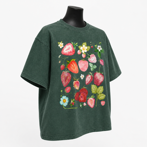 Camiseta Verde Extra Grande Personalizada para Mujer, con Estampado de Frutas, Manga Corta, Informal, de Algodón, al por Mayor - Product Image 3