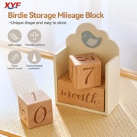 Calendrier perpétuel en bois naturel, design nichoir à oiseaux, décoration de bureau, bloc de date pour étapes importantes de bébé, calendrier à feuilles mobiles en bois, cadeau pour la maison et le bureau