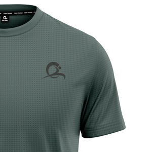 T-shirt à manches courtes vert foncé pour homme avec logo sur le devant, coupe classique, en polyester tricoté, col rond. - Product Image 4