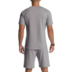 Men's Casual Two Piece Set Short Sleeve Solid Color Quick Dry Jogger Sports Shorts Winter Sports Tracksuits Custom Print Logo - Product Image 6