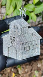 Collar de Diamantes de Imitación VVS con Diseño de Casa Hip Hop Personalizado, Joyería de Regalo para Fiestas de Raperos - Product Image 3