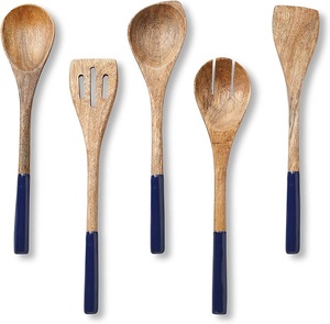 Set of 5 American style Acacia <b>wood</b> Kitchen utensils for serving <b>salad</b> cutlery spoon and fork <b>salad</b> <b>server</b> - Product Image 1