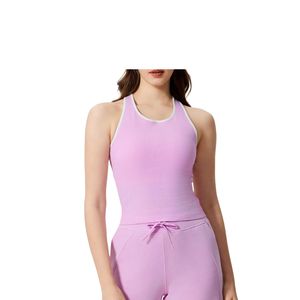 Camiseta Deportiva Personalizada al por Mayor para Mujer, Estilo Racerback, con Sujetador Incorporado, Sin Mangas, para Yoga, Running y Fitness - Product Image 3