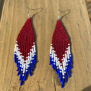 Pendientes de cuentas de cristal modernos con diseño turquesa y flecos en cascada Regalo de joyería único de MS Handicraft - Product Image 1
