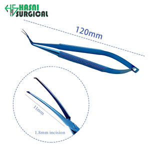 Pinzas de Capsulorrexis, Juego de Instrumentos Oftálmicos, 11 mm, Curvas, de Acero Inoxidable, Pinzas Manuales para Microscopía - Product Image 3