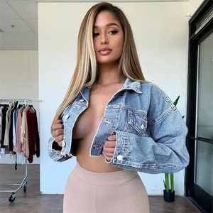 Elegante chaqueta vaquera de moda al por mayor Premium personalizar diseño recortado lavado mujer chaqueta nueva 100% chaqueta vaquera de algodón - Product Image 4