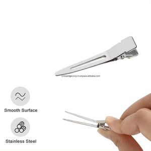 Outils d'extension de cheveux en acier inoxydable pinces pointues à boucle unique pinces de section pinces à cheveux en métal alligator pour extensions de cheveux - Product Image 3