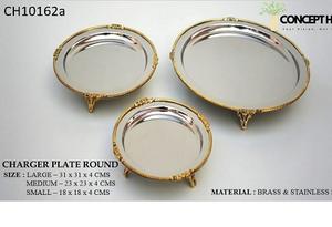 Assiette de présentation en fer massif, écologique, d'inspiration vintage, design rond de luxe, couleurs et tailles personnalisables pour mariages et banquets - Product Image 3