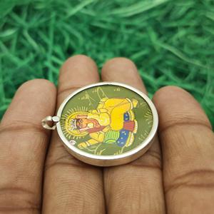 Pendentif en verre en argent 925 avec pendentif de peinture spirituelle de bijoux peints à la main de Lord GaneshArtwork Unique - Product Image 3