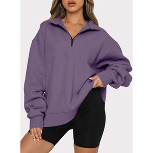 Sudaderas de manga larga con media cremallera para mujer de calidad superior 2024, venta al por mayor personalizada con tela de punto con logotipo frontal - Product Image 4