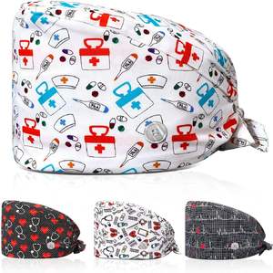 หมวกแก๊ปสำหรับผู้หญิงหมวกหมอฟันแพทย์ปรับได้มีกระดุมยืดหยุ่นพิมพ์ลาย - Product Image 1