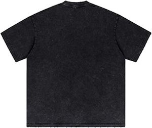 Y2K Quá Khổ Đồ Họa In Tees Rửa Cổ Điển Thời Trang Đường Phố Ngắn Tay Áo Tops Unisex Màu Đen Cotton Tee Với Mô Hình Rắn - Product Image 2